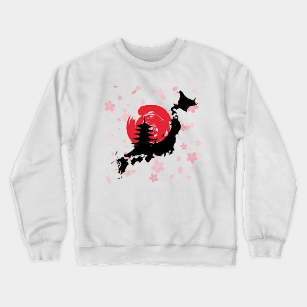 Funny Japan culture lover japanese map traveling lover Crewneck Sweatshirt by Daniel white
